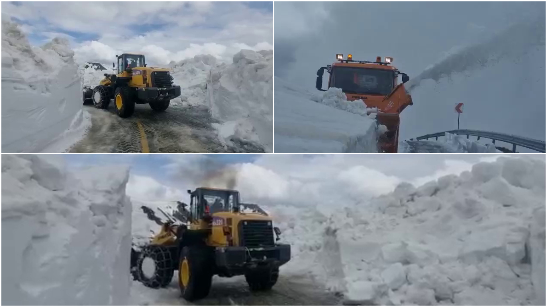Acțiune de deszăpezire în forță pe Transalpina, unde stratul de zăpadă ajunge și la 4 metri