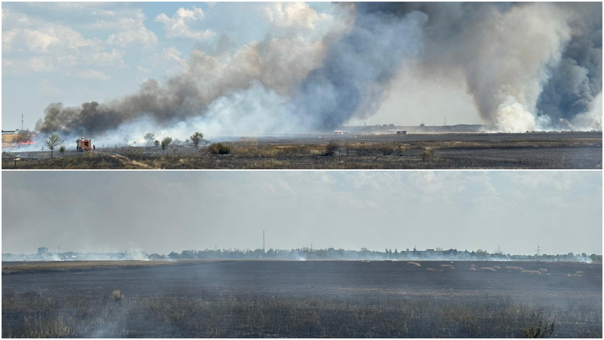 Incendiu de vegetație în zona Măgurele – Bragadiru, pe o suprafață de 10 hectare. A fost emis mesaj RO-ALERT. LIVE UPDATE