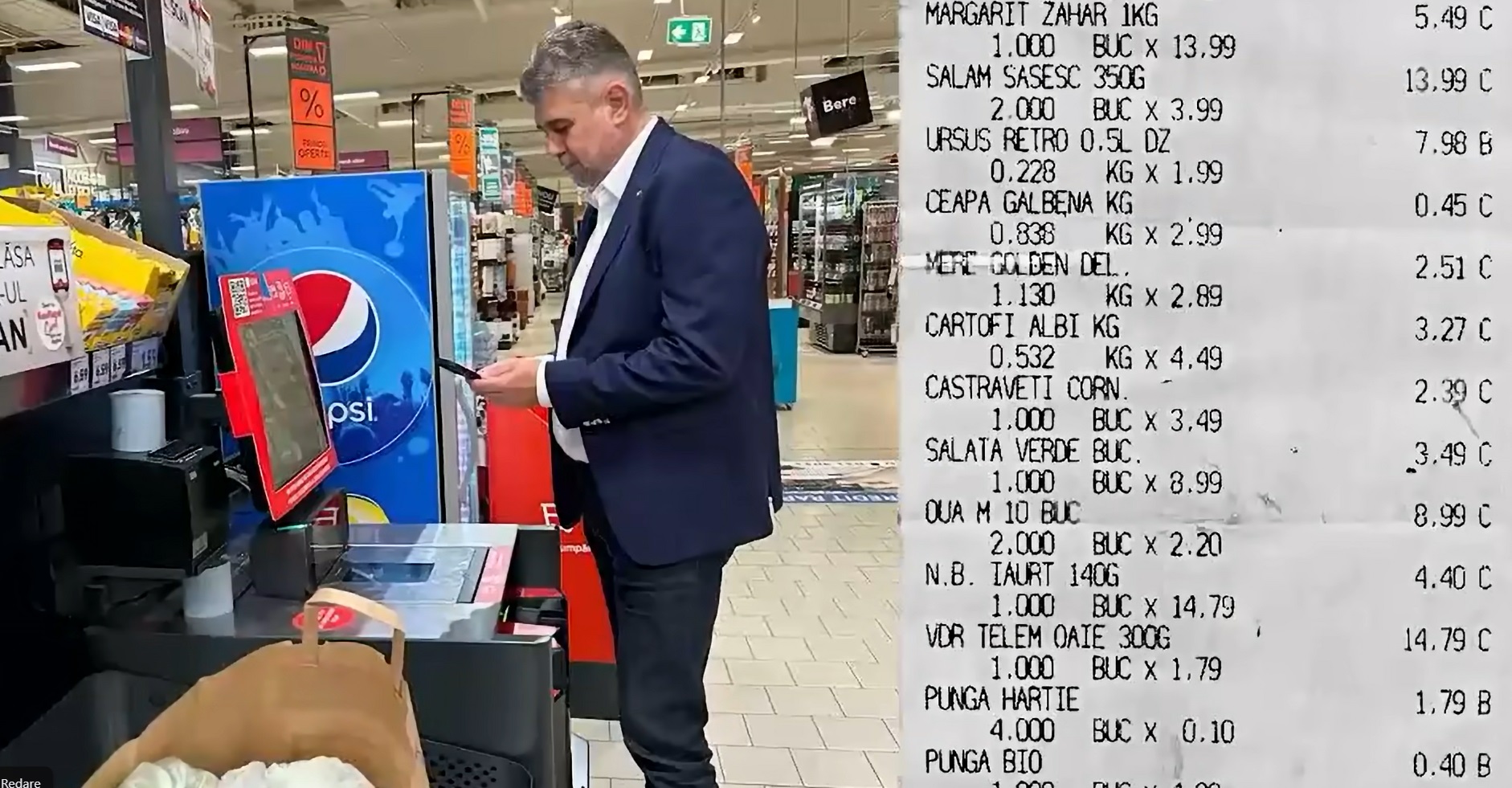 Deșteptarea: Marcel Ciolacu a fost la magazin să demonstreze că poate cumpăra consistent cu 100 de lei