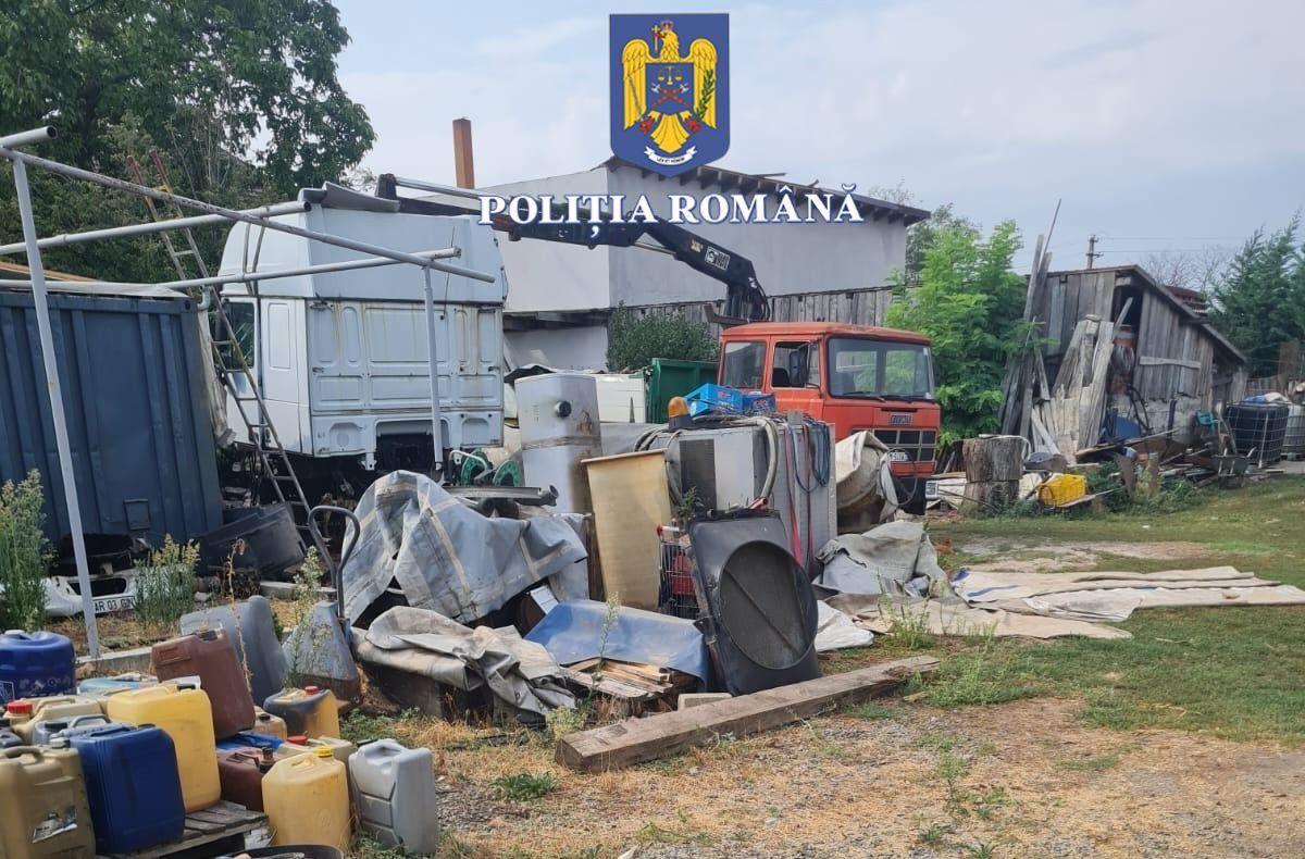 IPJ Arad: Dosar penal pentru poluare, întocmit unui atelier de dezmembrări auto. Zeci de tone de deșeuri erau păstrate în condiții ilegale