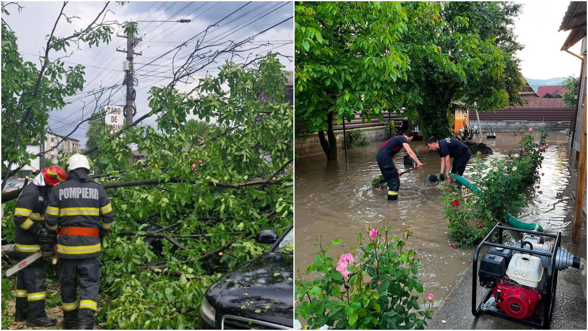 Pompierii au intervenit în 15 județe și București după furtuni și inundații